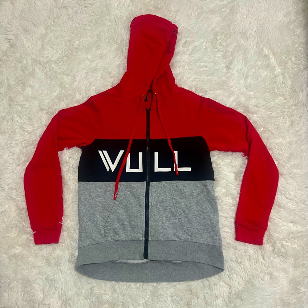 VULL Colorblock Zip Hoodie Women’s Medium Red Black Gray Athleisure